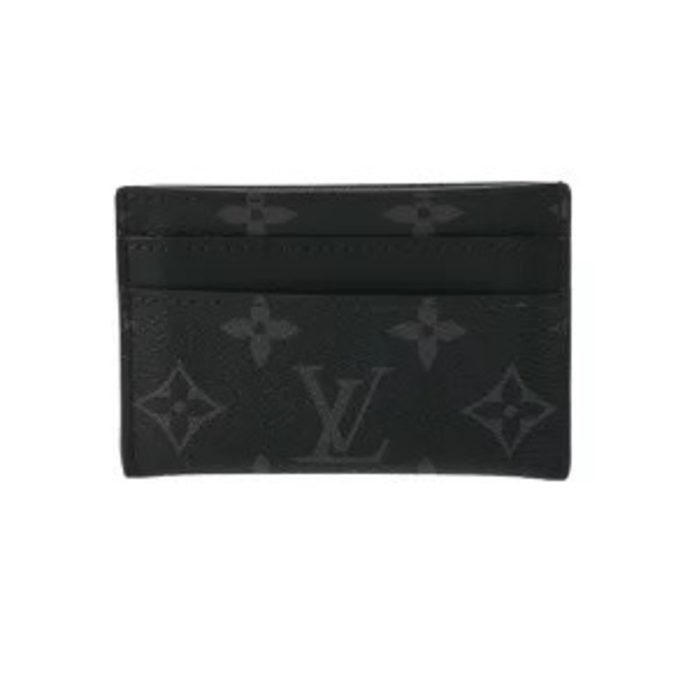 Louis Vuitton Monogram Eclipse Black Porte Carte Double Black Canvas Card Case
